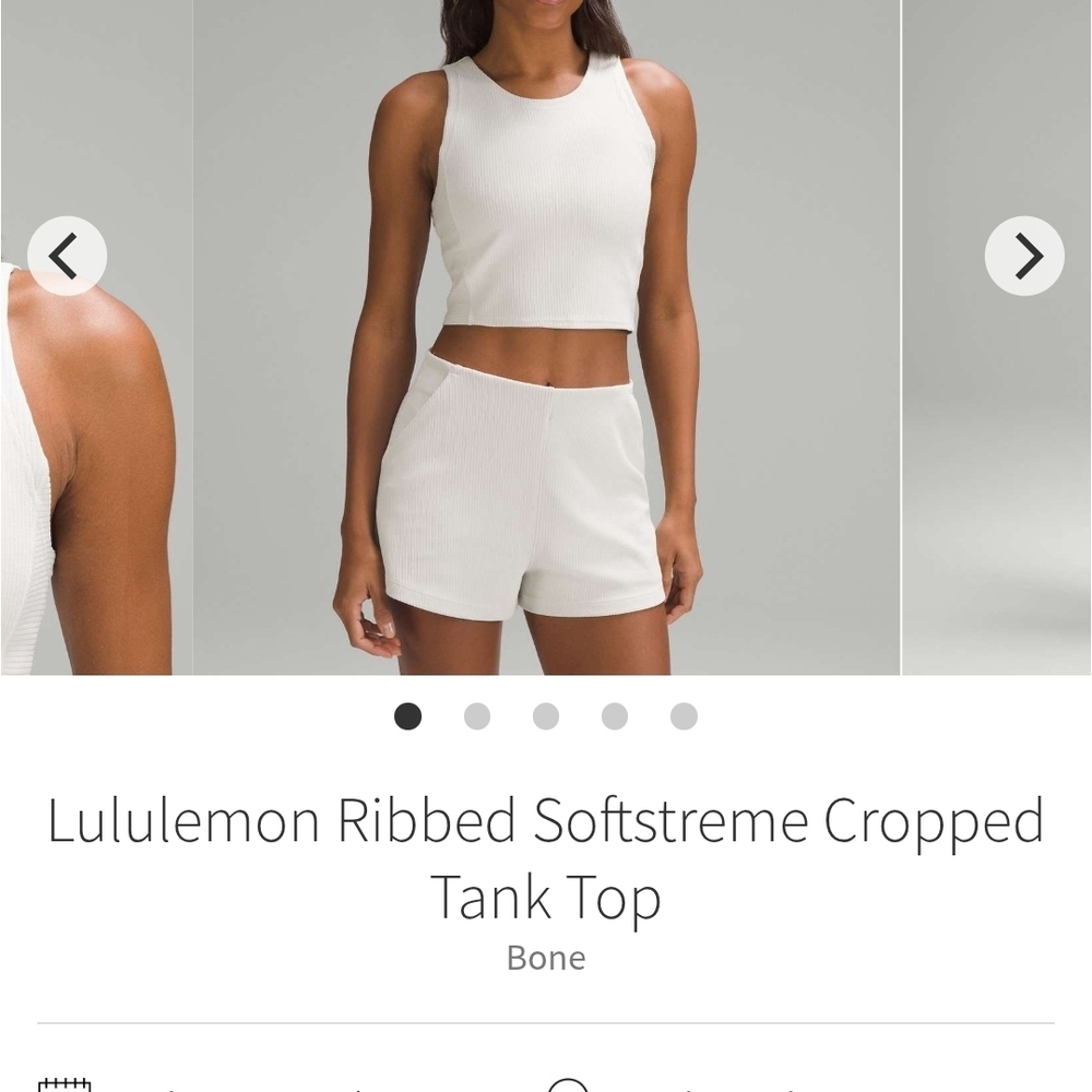 lululemon athletica White Ribbed Softstreme Cropped Tank Top